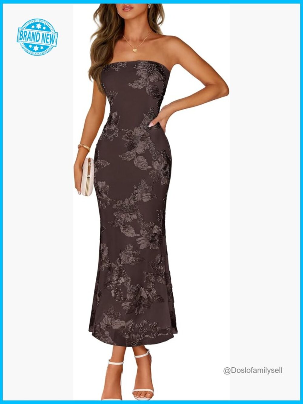 Floral Strapless Maxi Dress Bodycon Formal Wedding Guest Cocktail Party